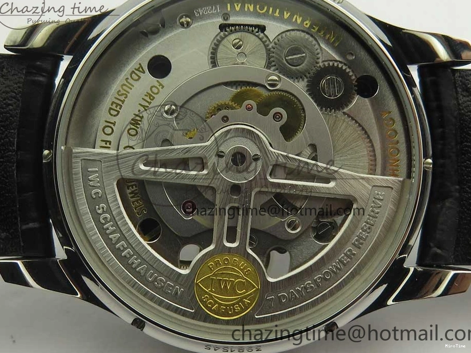 MIROTIME 0524 Sporty Portuguese Tourbillon IW5463 SS ZF Best Edition Black Dial on Black Leather Strap 7173